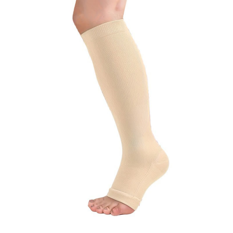 Polka Dot High Elastic Open Toe Compression Socks(3 Pairs) - C - 2XL - image 3