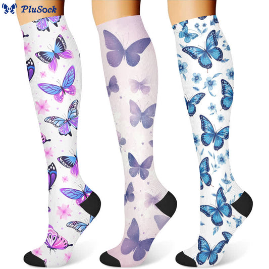Floral Butterfly Compression Socks(3 Pairs)