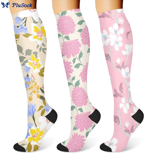 Elegant Floral Compression Socks(3 Pairs)