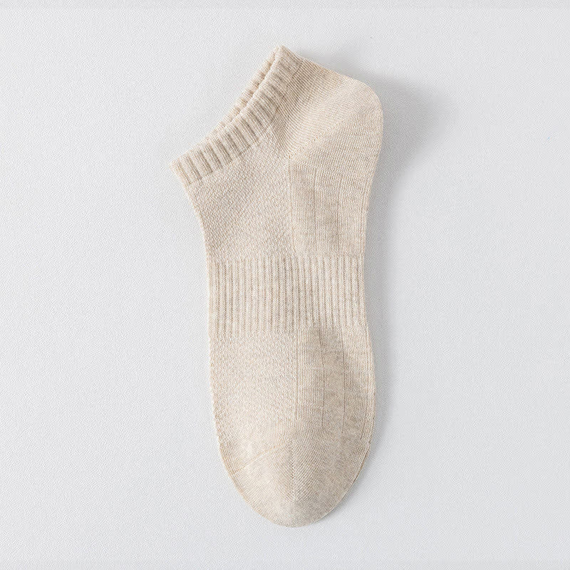 Lightweight Breathable Mesh Solid Color No Show Socks(6 Pairs) - Beige - EU44-50(US10-15) - image 11