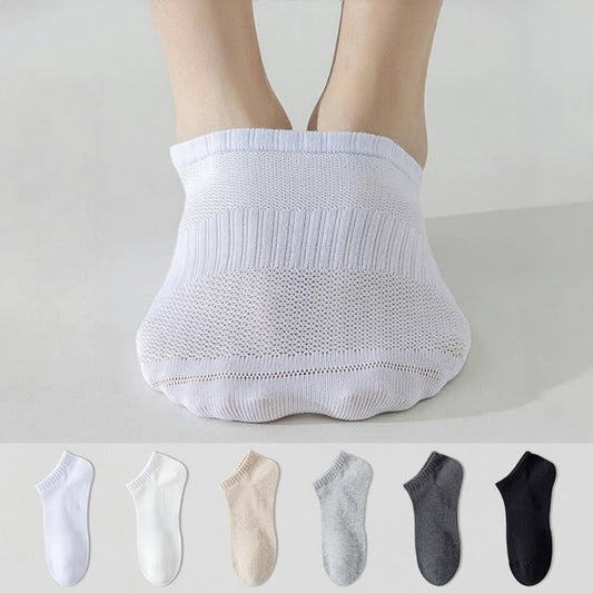 Plus Size Lightweight Breathable Mesh Solid Color No Show Socks(6 Pairs)