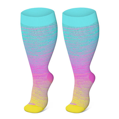 Plus Size Bright Stripe Compression Socks 2XL-7XL(3 Pairs) - Purple - 7XL - image 16