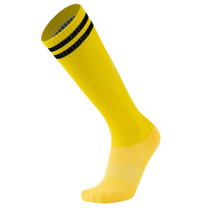 Solid Color Striped Knee-high Breathable Soccer Socks(5 Pairs) - Yellow - EU38-45(US5-11) - image 10