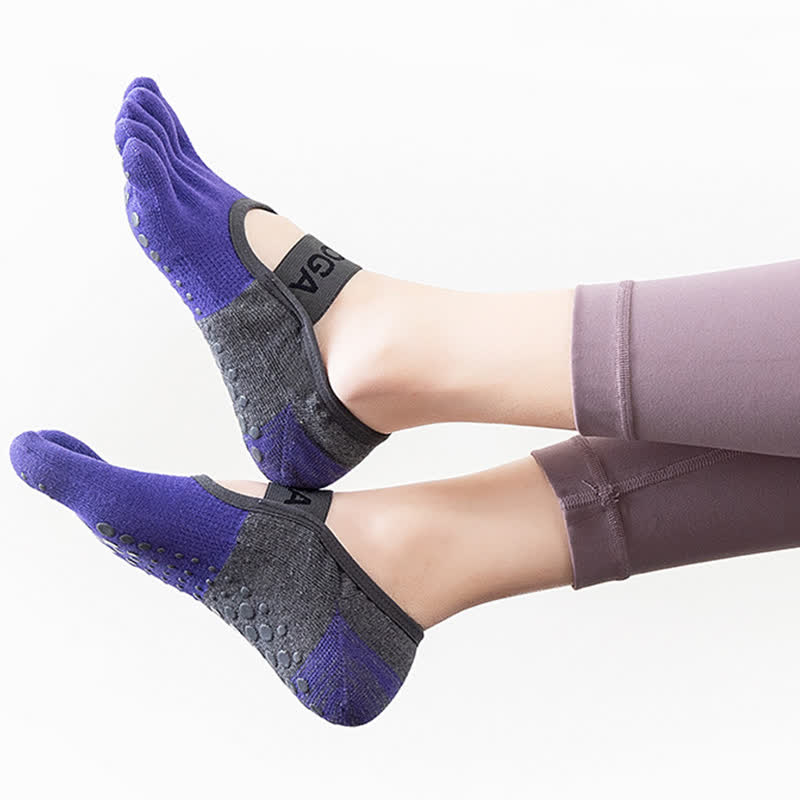 Non-slip Breathable Fitness Grip Socks(5 Pairs) - Purple - EU35-40(US4-7) - image 5