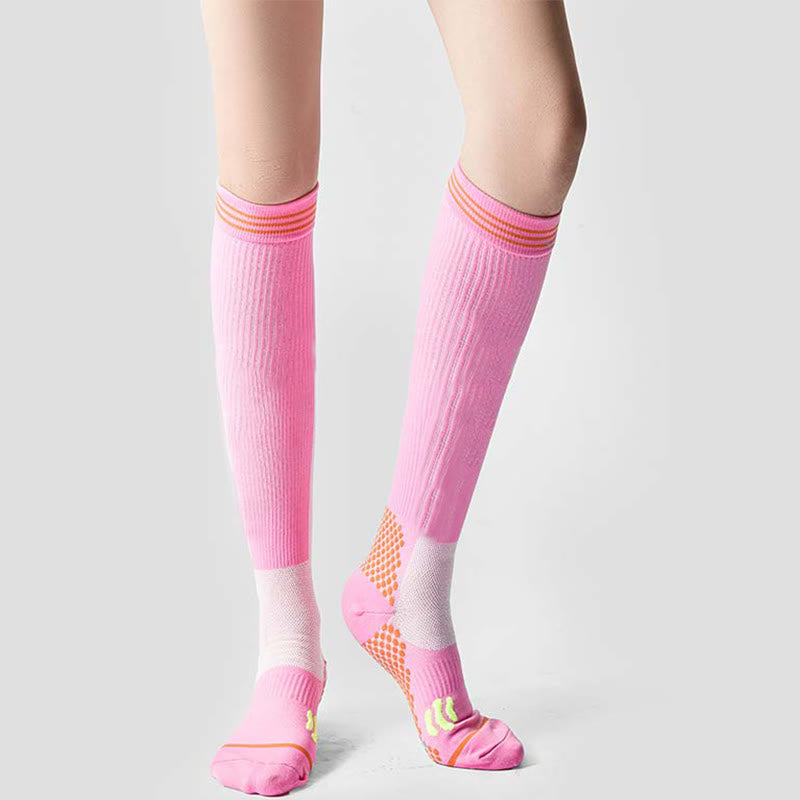 Non Slip Sport Massage Compression Socks(3 Pairs) - Unisex - Pink - image 1