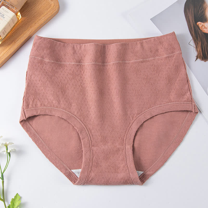 Solid Color Simple High Waist Cotton Brief(3 Packs) - Pink - 6XL - image 9