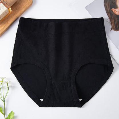 Solid Color Simple High Waist Cotton Brief(3 Packs) - Black - 6XL - image 12