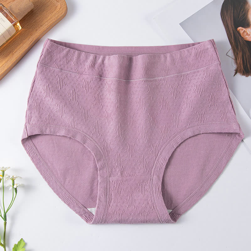 Solid Color Simple High Waist Cotton Brief(3 Packs) - Purple - 6XL - image 5