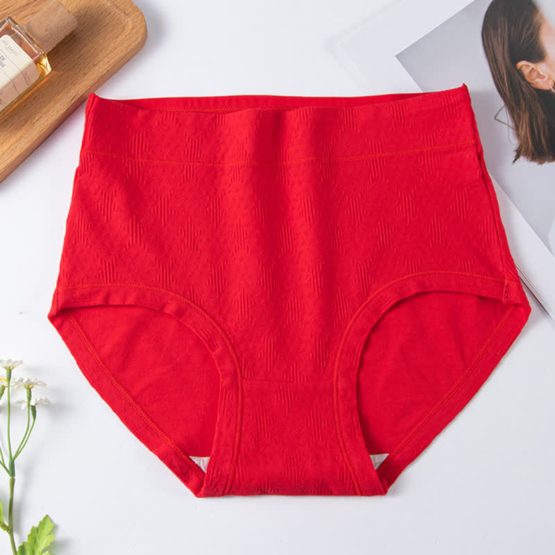 Solid Color Simple High Waist Cotton Brief(3 Packs) - Red - 6XL - image 11