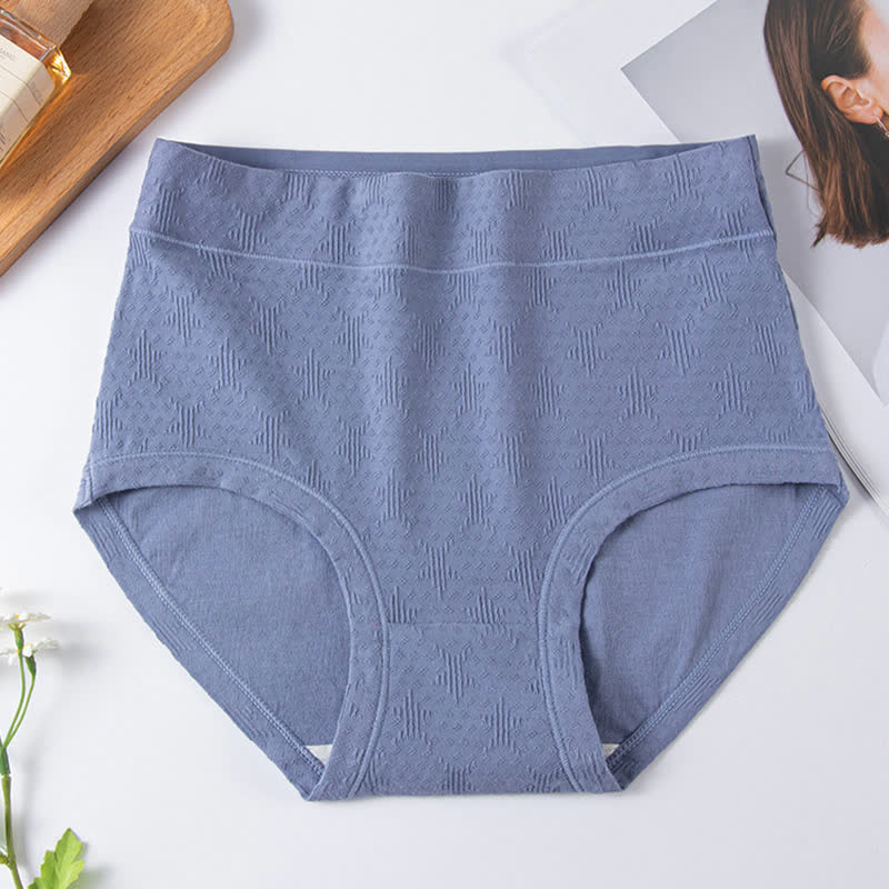 Solid Color Simple High Waist Cotton Brief(3 Packs) - Blue - 6XL - image 10
