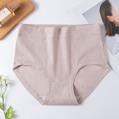 Solid Color Simple High Waist Cotton Brief(3 Packs) - Beige - 6XL - image 4