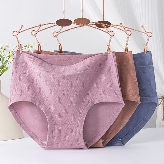 Solid Color Simple High Waist Cotton Brief(3 Packs) - image 0