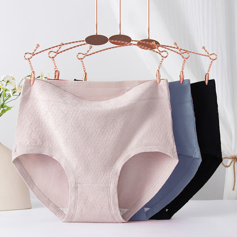 Solid Color Simple High Waist Cotton Brief(3 Packs) - image 2