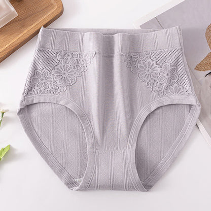 Cotton Floral Lace Brief(3 Packs) - Grey - 6XL - image 7