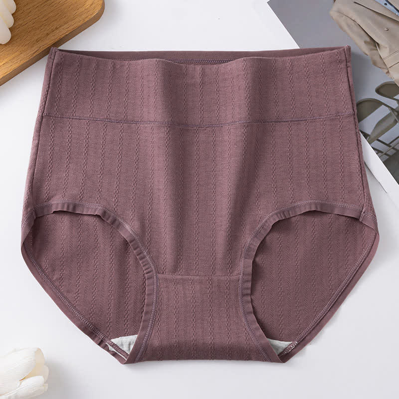 Pure Cotton High Waist Solid Color Comfy Panty(3 Packs) - Coffee - 3XL - image 5