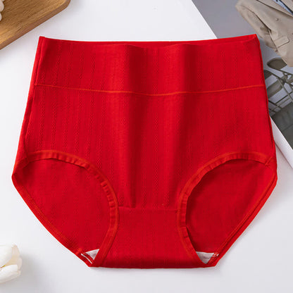 Pure Cotton High Waist Solid Color Comfy Panty(3 Packs) - Red - 3XL - image 11