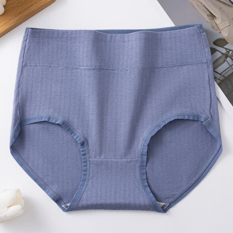 Pure Cotton High Waist Solid Color Comfy Panty(3 Packs) - Blue - 3XL - image 4