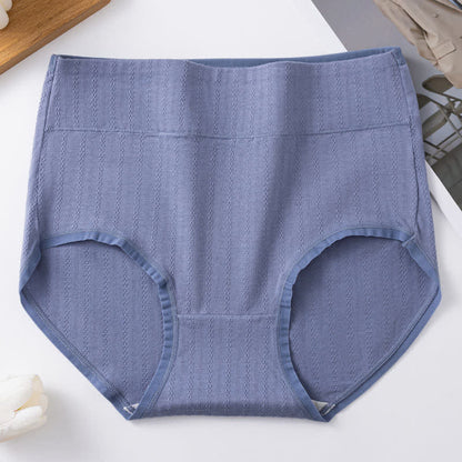Pure Cotton High Waist Solid Color Comfy Panty(3 Packs) - Blue - 3XL - image 4