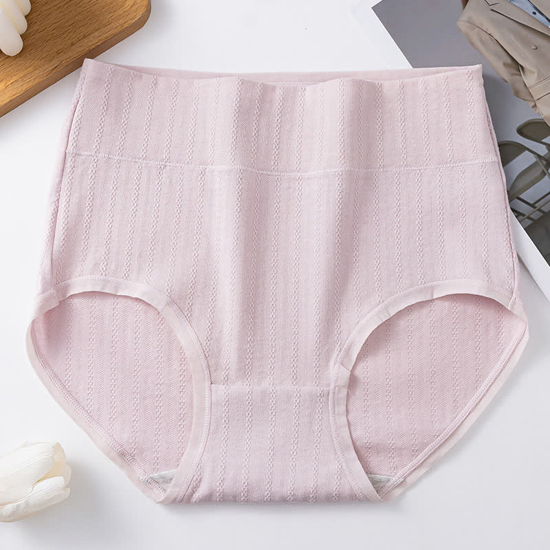 Pure Cotton High Waist Solid Color Comfy Panty(3 Packs) - Pink - 3XL - image 10