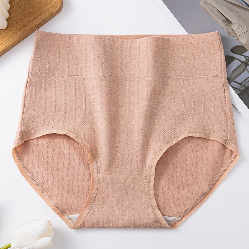 Pure Cotton High Waist Solid Color Comfy Panty(3 Packs) - Nude - 3XL - image 12
