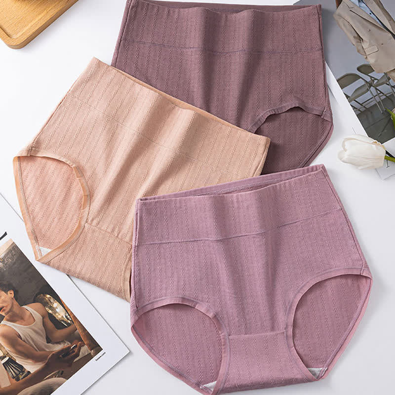 Pure Cotton High Waist Solid Color Comfy Panty(3 Packs) - image 3