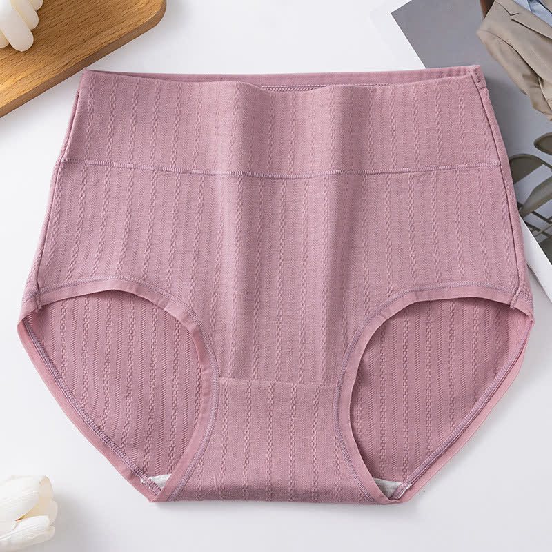 Pure Cotton High Waist Solid Color Comfy Panty(3 Packs) - Purple - 3XL - image 6