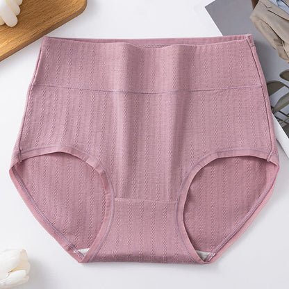 Pure Cotton High Waist Solid Color Comfy Panty(3 Packs) - Purple - 3XL - image 6