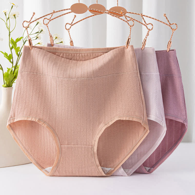Pure Cotton High Waist Solid Color Comfy Panty(3 Packs) - image 1
