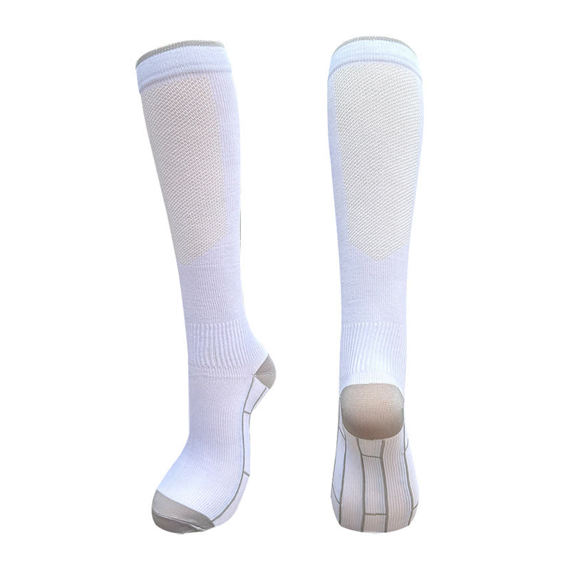 Simple Style Stretch Sports Compression Socks(3 Pairs) - White - L/XL - image 2