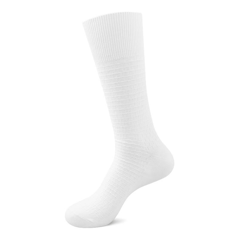 Solid Color Waffle Cotton Socks(5 Pairs) - White - EU46-50(US12-15) - image 8
