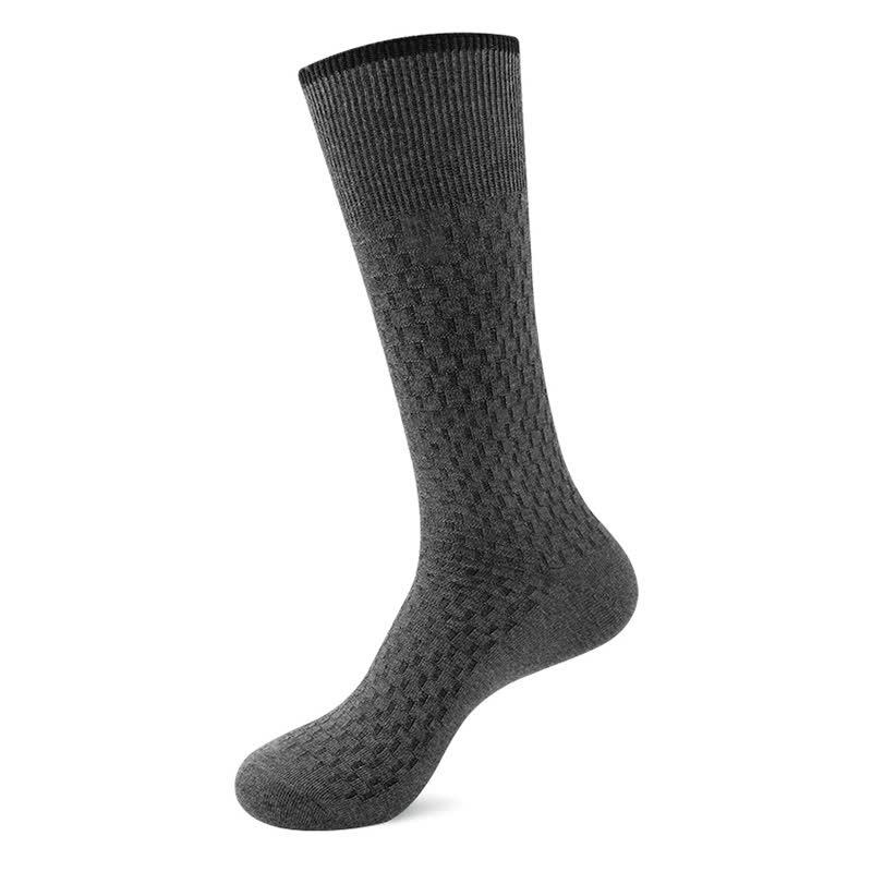 Solid Color Waffle Cotton Socks(5 Pairs) - Dark Grey - EU46-50(US12-15) - image 7