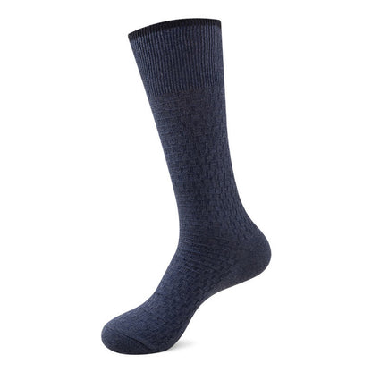 Solid Color Waffle Cotton Socks(5 Pairs) - Navy Blue - EU46-50(US12-15) - image 6