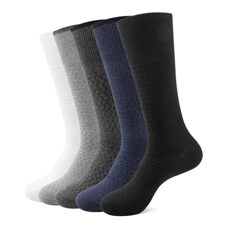 Solid Color Waffle Cotton Socks(5 Pairs) - Multicolor - EU46-50(US12-15) - image 1