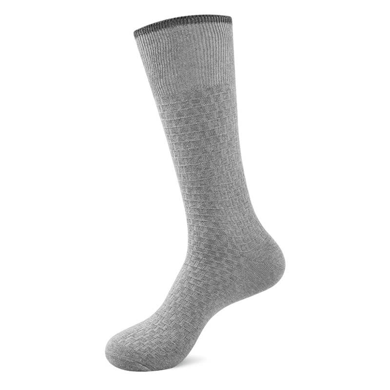 Solid Color Waffle Cotton Socks(5 Pairs) - Light Gray - EU46-50(US12-15) - image 4
