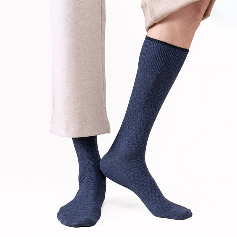 Solid Color Waffle Cotton Socks(5 Pairs) - image 5