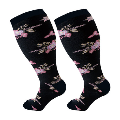 Plus Size Defoliation Compression Socks - Black - 4XL - image 9