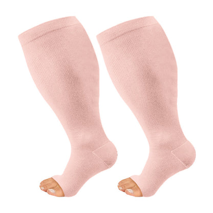 Plus Size Navy Blue Pink Open Toe Compression Socks(3 Pairs) - image 8