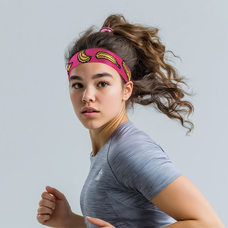 Banana Print Sweat-Absorbent Sports Headband - image 4