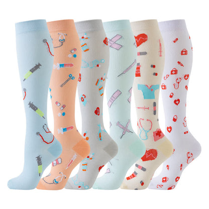 Medical Print Sweat-wicking Sports Compression Socks(6 Pairs) - image 0