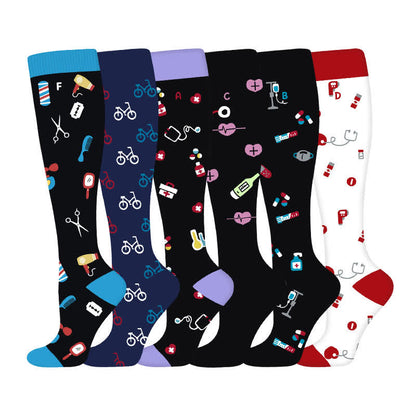 Medical Print Sweat-wicking Compression Socks(6 Pairs) - image 0