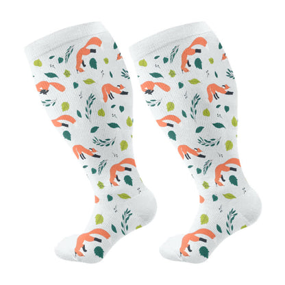 Plus Size Cute Animal Print Compression Socks(3 Pairs)