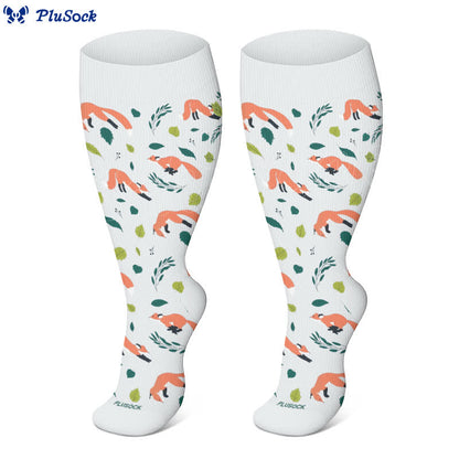 Plus Size Cute Animal Print Compression Socks(3 Pairs)
