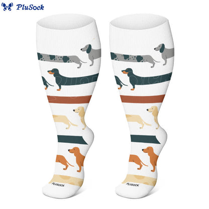 Plus Size Cute Animal Print Compression Socks(3 Pairs)