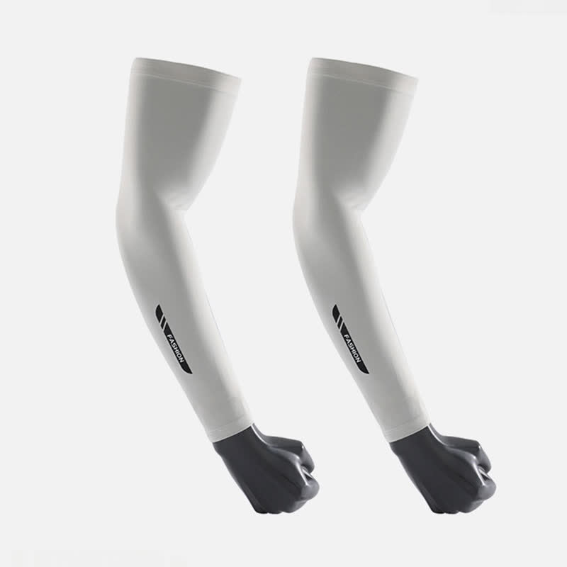 Outdoor Sun Protection Ice Arm Sleeves(3 Pairs) - Light Gray - XL - image 1