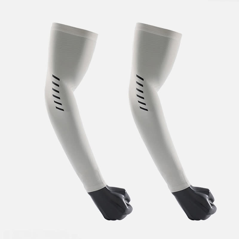 Solid Color Outdoor Sun Protection Ice Arm Sleeves(3 Pairs) - Light Gray - XL - image 3