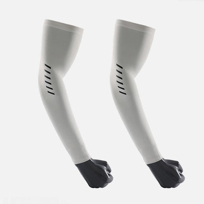 Solid Color Outdoor Sun Protection Ice Arm Sleeves(3 Pairs) - Light Gray - XL - image 3