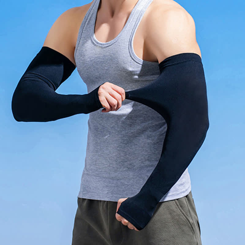 Outdoor Sun Protection Cool Arm Sleeves(4 Pairs) - Black - image 5