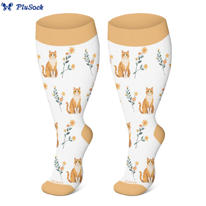 Plus Size Cat Flowers Compression Socks - image 2
