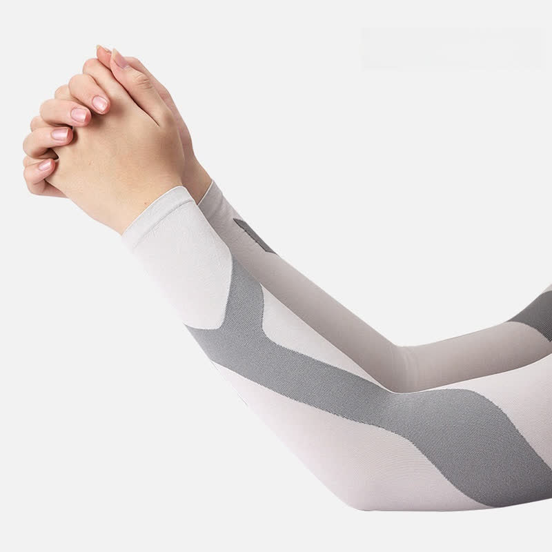 Y-shaped Stripe Outdoor Sports Sun Protection Sleeves(4 Pairs) - Grey - image 2