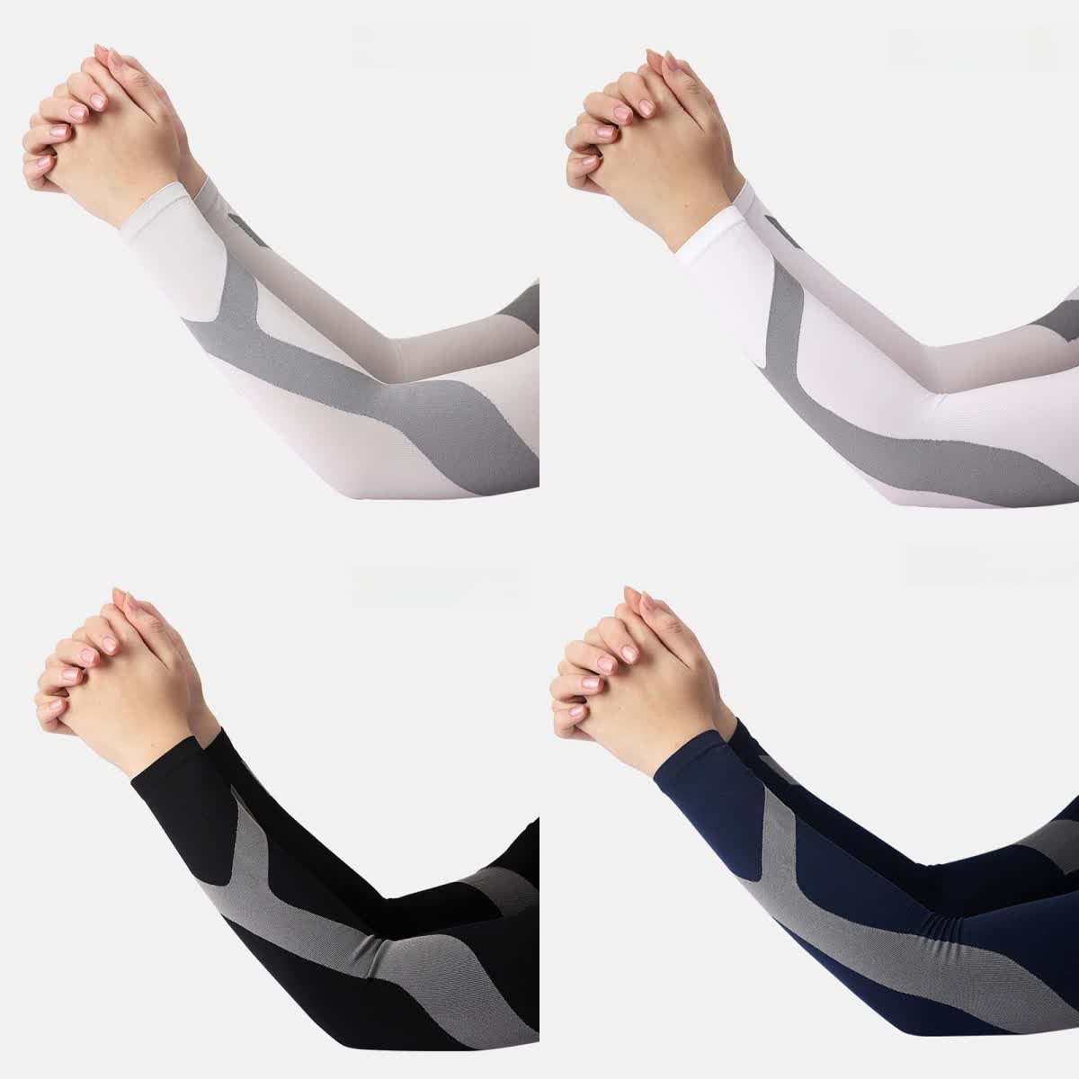 Y-shaped Stripe Outdoor Sports Sun Protection Sleeves(4 Pairs) - Multicolor - image 0